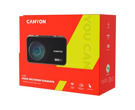 Видеорегистратор Canyon DVR40GPS UltraHD 4K 2160p GPS Wi-Fi Black (CND-DVR40GPS), изображение 10 Видеорегистратор Canyon DVR40GPS UltraHD 4K 2160p GPS Wi-Fi Black (CND-DVR40GPS), изображение 10