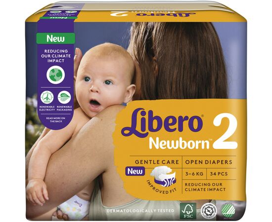 Подгузник Libero New Born 2 3-6 кг 34 шт (7322541197692), изображение 2 Подгузник Libero New Born 2 3-6 кг 34 шт (7322541197692), изображение 2