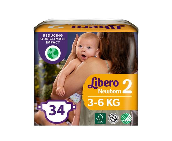 Подгузник Libero New Born 2 3-6 кг 34 шт (7322541197692)