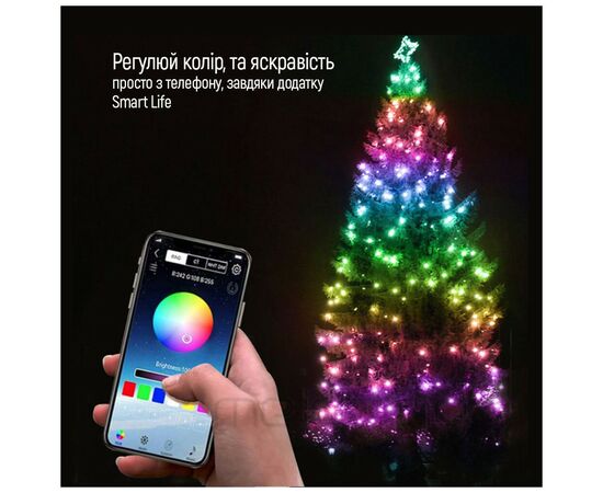 Гирлянда ColorWay Smart LED RGB WiFi+Bluetooth 10M 60LED IP65 (CW-GS-60L10UMC), изображение 6 Гирлянда ColorWay Smart LED RGB WiFi+Bluetooth 10M 60LED IP65 (CW-GS-60L10UMC), изображение 6