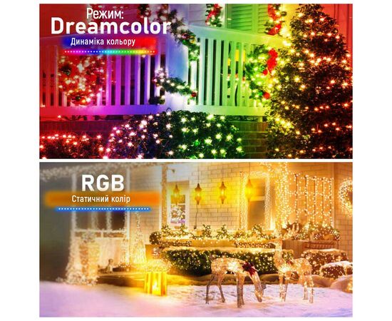 Гирлянда ColorWay Smart LED RGB WiFi+Bluetooth 10M 60LED IP65 (CW-GS-60L10UMC), изображение 9 Гирлянда ColorWay Smart LED RGB WiFi+Bluetooth 10M 60LED IP65 (CW-GS-60L10UMC), изображение 9