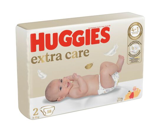 Подгузники Huggies Extra Care 2 (3-6 кг) 58 шт (5029053578071), изображение 2 Подгузники Huggies Extra Care 2 (3-6 кг) 58 шт (5029053578071), изображение 2
