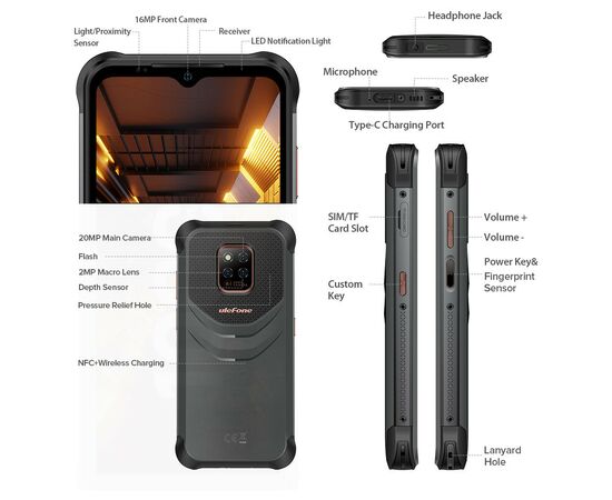 Мобільний телефон Ulefone Power Armor 14 Pro 6/128Gb Black (6937748734673), зображення 12 Мобільний телефон Ulefone Power Armor 14 Pro 6/128Gb Black (6937748734673), зображення 12