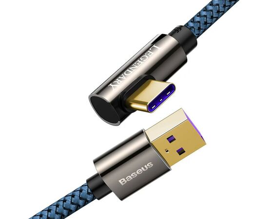 Дата кабель USB 3.1 AM to Type-C 1.0m CATCS 66W 90 Legend Series Elbow Blue Baseus (CACS000403), зображення 2 Дата кабель USB 3.1 AM to Type-C 1.0m CATCS 66W 90 Legend Series Elbow Blue Baseus (CACS000403), зображення 2