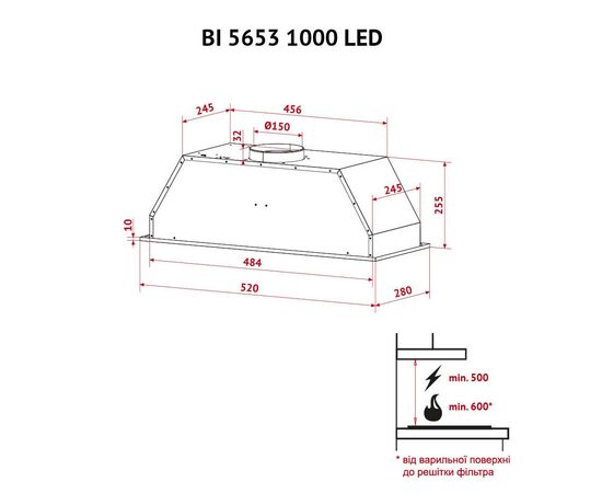 Витяжка кухонна Perfelli BI 5653 WH 1000 LED, зображення 12 Витяжка кухонна Perfelli BI 5653 WH 1000 LED, зображення 12