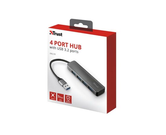 Концентратор Trust Halyx 4-Port USB-A 3.2 ALUMINIUM (23327_TRUST), изображение 12 Концентратор Trust Halyx 4-Port USB-A 3.2 ALUMINIUM (23327_TRUST), изображение 12