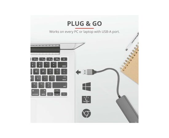 Концентратор Trust Halyx 4-Port USB-A 3.2 ALUMINIUM (23327_TRUST), изображение 6 Концентратор Trust Halyx 4-Port USB-A 3.2 ALUMINIUM (23327_TRUST), изображение 6