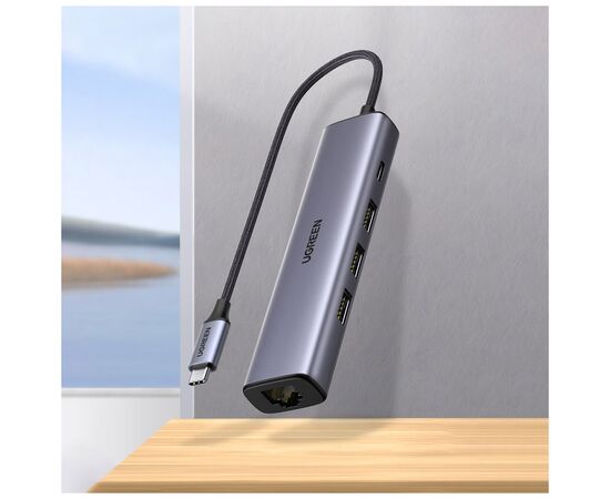 Концентратор Ugreen USB 3.0 Type-C to 3xUSB 3.0 + RJ45 1000M CM475 grey (20932), изображение 12 Концентратор Ugreen USB 3.0 Type-C to 3xUSB 3.0 + RJ45 1000M CM475 grey (20932), изображение 12