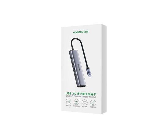Концентратор Ugreen USB 3.0 Type-C to 3xUSB 3.0 + RJ45 1000M CM475 grey (20932), изображение 2 Концентратор Ugreen USB 3.0 Type-C to 3xUSB 3.0 + RJ45 1000M CM475 grey (20932), изображение 2