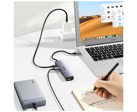 Концентратор Ugreen USB 3.0 Type-C to 3xUSB 3.0 + RJ45 1000M CM475 grey (20932), изображение 6 Концентратор Ugreen USB 3.0 Type-C to 3xUSB 3.0 + RJ45 1000M CM475 grey (20932), изображение 6
