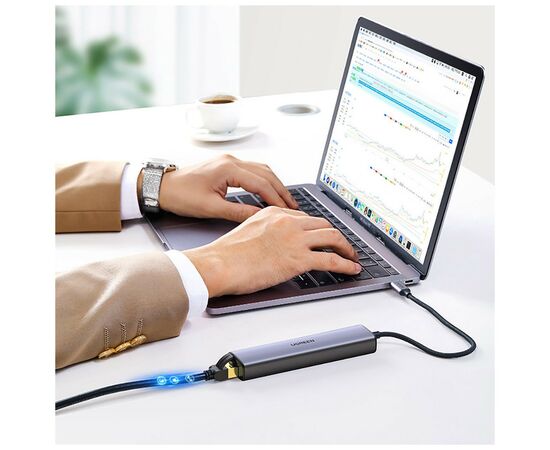 Концентратор Ugreen USB 3.0 Type-C to 3xUSB 3.0 + RJ45 1000M CM475 grey (20932), изображение 8 Концентратор Ugreen USB 3.0 Type-C to 3xUSB 3.0 + RJ45 1000M CM475 grey (20932), изображение 8