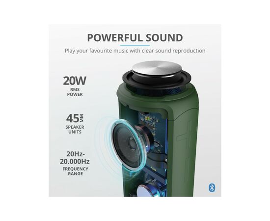 Акустическая система Trust Caro Max Powerful Bluetooth Speaker Camo (23960), изображение 8 Акустическая система Trust Caro Max Powerful Bluetooth Speaker Camo (23960), изображение 8