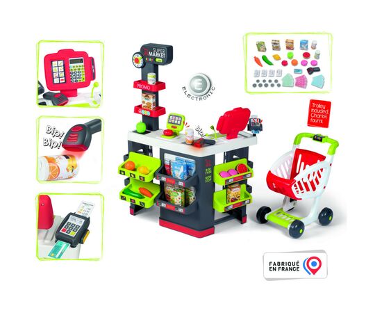Игровой набор Smoby Интерактивный супермаркет с электронной кассой и тележкой (350234), изображение 2