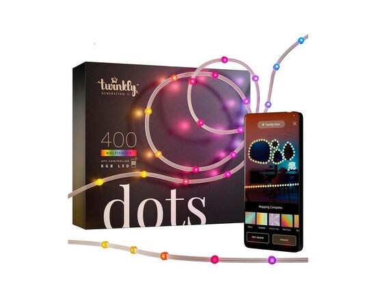 Гирлянда Twinkly Smart LED Dots Lights RGB 400 Gen II, IP44, 20м, прозрачный (TWD400STP-TEU), изображение 4 Гирлянда Twinkly Smart LED Dots Lights RGB 400 Gen II, IP44, 20м, прозрачный (TWD400STP-TEU), изображение 4