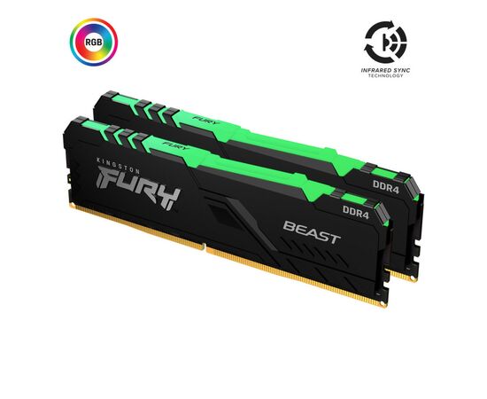 Модуль памяти для компьютера DDR4 32GB (2x16GB) 2666 MHz Fury Beast RGB Kingston Fury (ex.HyperX) (KF426C16BB1AK2/32)