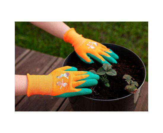 Защитные перчатки Neo Tools детские латекс, полиэстер, дышащая верхняя часть, р.5, оранжевый (97-644-5), изображение 4