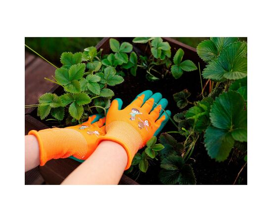 Защитные перчатки Neo Tools детские латекс, полиэстер, дышащая верхняя часть, р.5, оранжевый (97-644-5), изображение 6