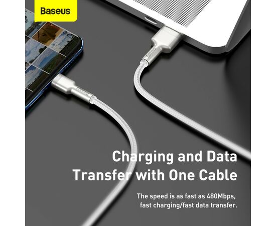 Дата кабель USB 3.1 AM to Type-C 2.0m CAKF 6.0A 66W Cafule Series Metal Data Cable White Baseus (CAKF000202), изображение 4 Дата кабель USB 3.1 AM to Type-C 2.0m CAKF 6.0A 66W Cafule Series Metal Data Cable White Baseus (CAKF000202), изображение 4