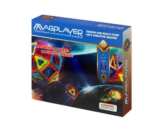 Конструктор Magplayer Набор 45 элементов (MPA-45), изображение 2 Конструктор Magplayer Набор 45 элементов (MPA-45), изображение 2
