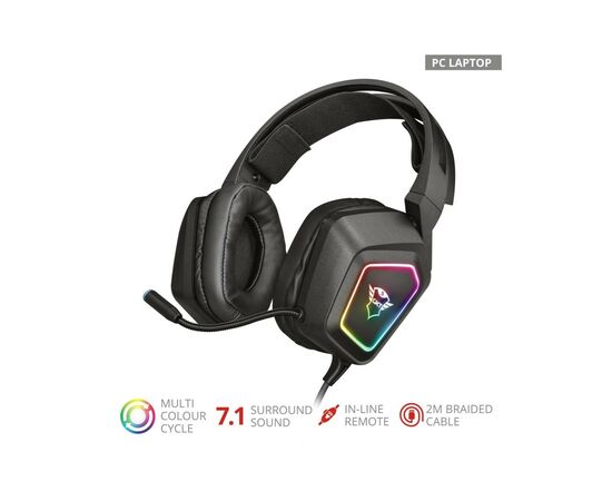 Навушники Trust GXT 450 Blizz RGB 7.1 Surround Gaming Headset RGB BLACK (23191), зображення 7