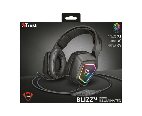 Навушники Trust GXT 450 Blizz RGB 7.1 Surround Gaming Headset RGB BLACK (23191), зображення 9