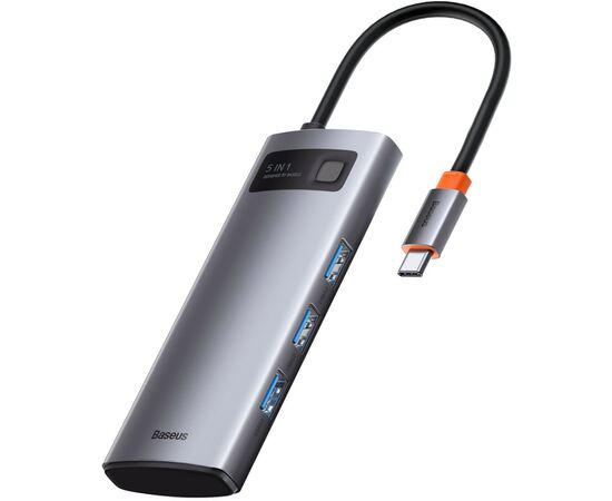 Концентратор Baseus USB3.1 Type-C to USB Type C PD 100W/HDMI 4K 60 Hz/3*USB 3.2 Gen1/ 5in1 (CAHUB-CX0G), изображение 5 Концентратор Baseus USB3.1 Type-C to USB Type C PD 100W/HDMI 4K 60 Hz/3*USB 3.2 Gen1/ 5in1 (CAHUB-CX0G), изображение 5