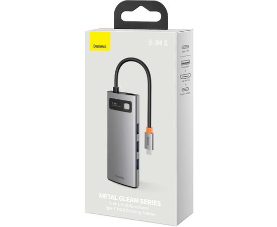 Концентратор Baseus USB3.1 Type-C to USB Type C PD 100W/HDMI 4K 60 Hz/3*USB 3.2 Gen1/ 5in1 (CAHUB-CX0G), изображение 7 Концентратор Baseus USB3.1 Type-C to USB Type C PD 100W/HDMI 4K 60 Hz/3*USB 3.2 Gen1/ 5in1 (CAHUB-CX0G), изображение 7