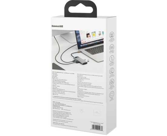 Концентратор Baseus USB3.1 Type-C to USB Type C PD 100W/HDMI 4K 60 Hz/3*USB 3.2 Gen1/ 5in1 (CAHUB-CX0G), изображение 8 Концентратор Baseus USB3.1 Type-C to USB Type C PD 100W/HDMI 4K 60 Hz/3*USB 3.2 Gen1/ 5in1 (CAHUB-CX0G), изображение 8