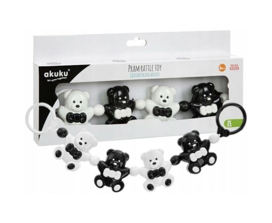 Игрушка на коляску Akuku брязкальце Мышка, черно-белый (A0468), изображение 3 Игрушка на коляску Akuku брязкальце Мышка, черно-белый (A0468), изображение 3