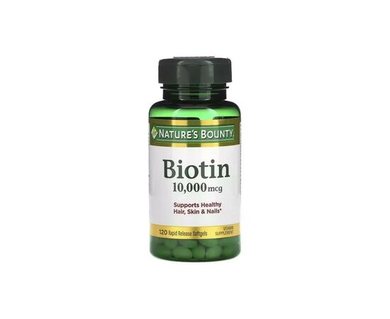 Витамин Nature's Bounty Биотин быстрого высвобождения, 10000 мкг, Biotin, 120 гелевых (NRT-51697)