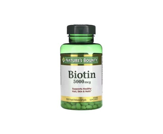 Витамин Nature's Bounty Биотин быстрого высвобождения, 5000 мкг, Biotin, 150 гелевых (NRT-29619)
