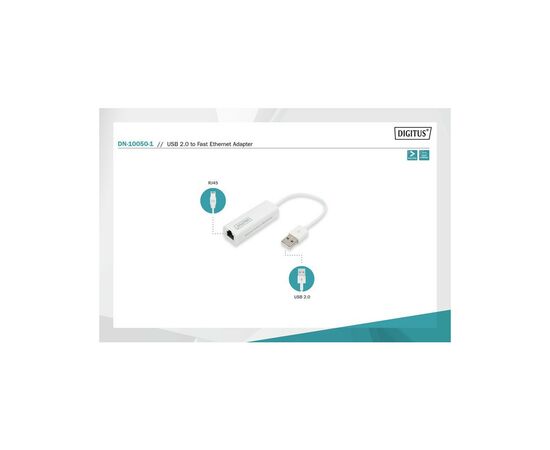 Перехідник USB-A to Ethernet 10/100 Мбіт/с Digitus (DN-10050-1), зображення 3