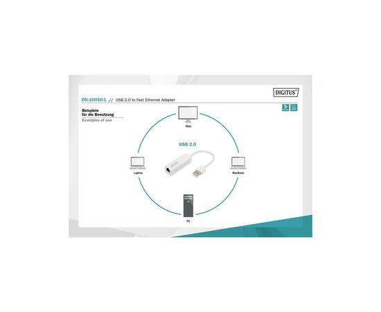 Перехідник USB-A to Ethernet 10/100 Мбіт/с Digitus (DN-10050-1), зображення 4