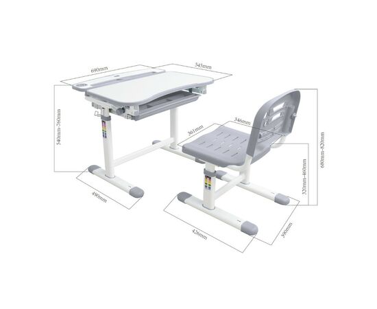 Парта со стулом FunDesk Sorriso Grey (KIDS FURNITURE sorriso gr), изображение 12 Парта со стулом FunDesk Sorriso Grey (KIDS FURNITURE sorriso gr), изображение 12
