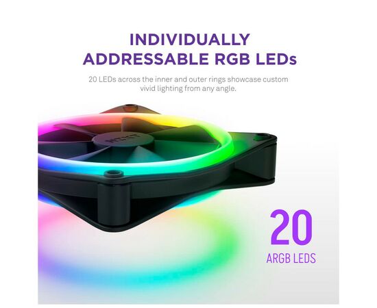 Кулер для корпуса NZXT F140RGB Duo (RF-D14SF-B1), изображение 9 Кулер для корпуса NZXT F140RGB Duo (RF-D14SF-B1), изображение 9