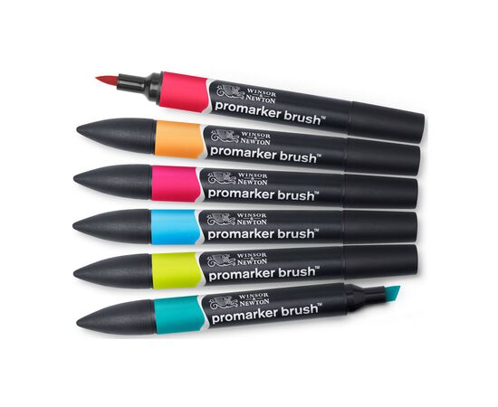 Маркер Winsor&Newton набір двосторонніх маркерів Brushmarker Середні тони, 6 шт (884955070499), зображення 3 Маркер Winsor&Newton набір двосторонніх маркерів Brushmarker Середні тони, 6 шт (884955070499), зображення 3