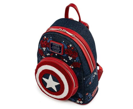 Рюкзак школьный Loungefly LF Marvel Captain America 80th Anniversary Floral Shield Mini (MVBK0165), изображение 2 Рюкзак школьный Loungefly LF Marvel Captain America 80th Anniversary Floral Shield Mini (MVBK0165), изображение 2
