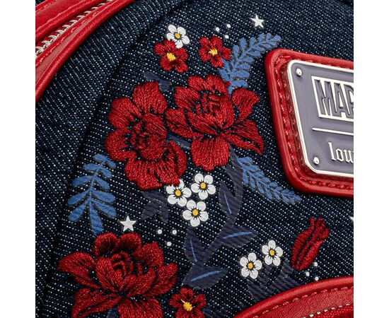 Рюкзак школьный Loungefly LF Marvel Captain America 80th Anniversary Floral Shield Mini (MVBK0165), изображение 3 Рюкзак школьный Loungefly LF Marvel Captain America 80th Anniversary Floral Shield Mini (MVBK0165), изображение 3