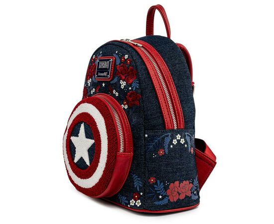 Рюкзак школьный Loungefly LF Marvel Captain America 80th Anniversary Floral Shield Mini (MVBK0165)