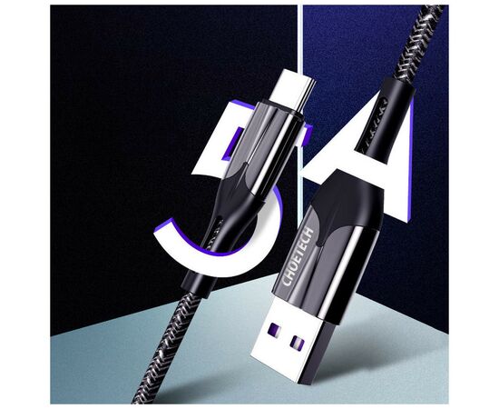 Дата кабель USB 2.0 AM to Type-C 1.2m 5A Choetech (AC0013-BK), изображение 2 Дата кабель USB 2.0 AM to Type-C 1.2m 5A Choetech (AC0013-BK), изображение 2