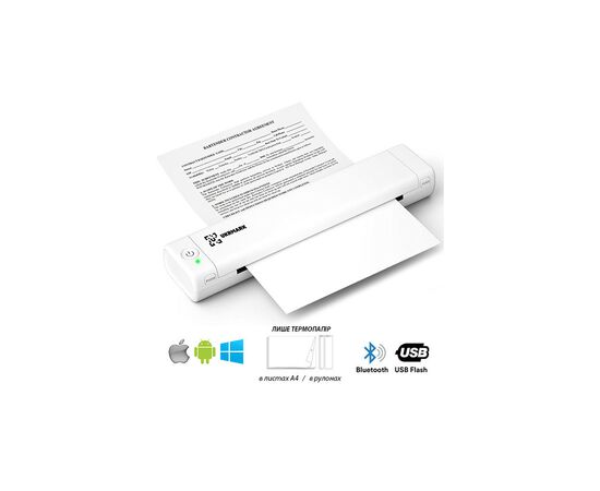 Принтер чеків UKRMARK M08-WT А4, Bluetooth, USB, білий (00883)