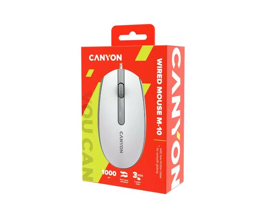 Мышка Canyon M-10 USB White Grey (CNE-CMS10WG), изображение 6 Мышка Canyon M-10 USB White Grey (CNE-CMS10WG), изображение 6