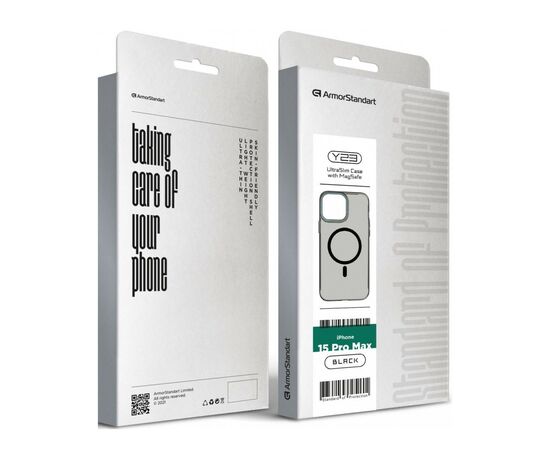 Чехол для мобильного телефона Armorstandart Y23 MagSafe Apple iPhone 15 Pro Max Transparent Black (ARM68568), изображение 4 Чехол для мобильного телефона Armorstandart Y23 MagSafe Apple iPhone 15 Pro Max Transparent Black (ARM68568), изображение 4