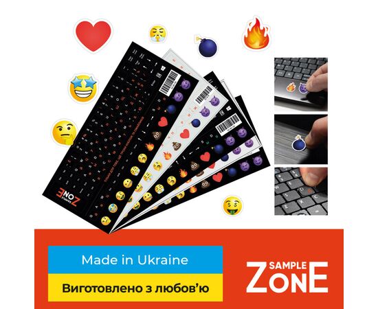 Наклейка на клавиатуру SampleZone непрозрачная чорная, бело-оранжевый (SZ-BK-RS), изображение 2 Наклейка на клавиатуру SampleZone непрозрачная чорная, бело-оранжевый (SZ-BK-RS), изображение 2