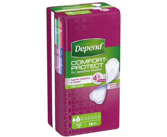 Урологические прокладки Depend Comfort-Protect Mini Pads 14 шт. (5029053561646), изображение 2 Урологические прокладки Depend Comfort-Protect Mini Pads 14 шт. (5029053561646), изображение 2