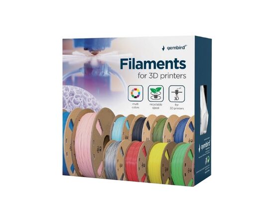 Пластик для 3D-принтера Gembird PLA Flexible, 1.75 мм, Black, 1кг (3DP-PLA-FL-01-BK)