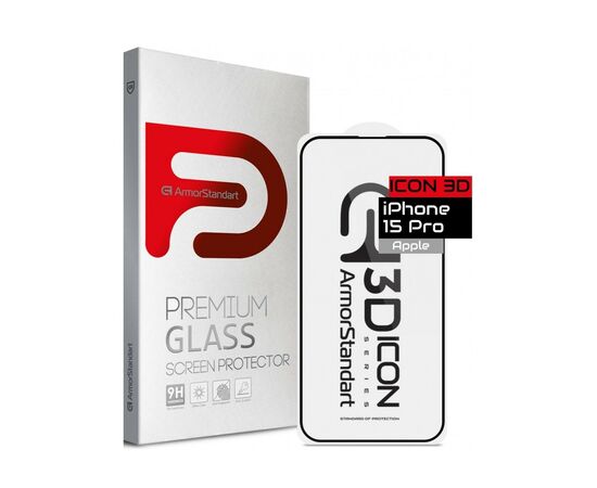 Скло захисне Armorstandart Icon 3D Apple iPhone 15 Pro Black (ARM68215)