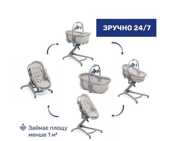 Кроватка Chicco Колыбель для новорожденного 5 в 1 Baby Hug Pro, бежевый (87076.96), изображение 2 Кроватка Chicco Колыбель для новорожденного 5 в 1 Baby Hug Pro, бежевый (87076.96), изображение 2