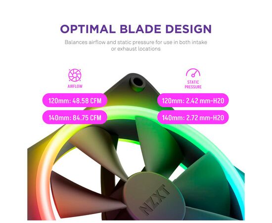 Кулер для корпуса NZXT F140RGB Duo (RF-D14DF-B1), изображение 12 Кулер для корпуса NZXT F140RGB Duo (RF-D14DF-B1), изображение 12