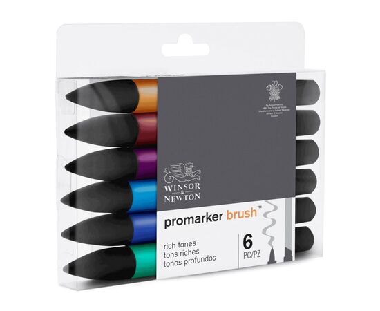 Маркер Winsor&Newton набір двосторонніх маркерів Brushmarker Соковиті тони, 6 шт (884955070512), зображення 2 Маркер Winsor&Newton набір двосторонніх маркерів Brushmarker Соковиті тони, 6 шт (884955070512), зображення 2